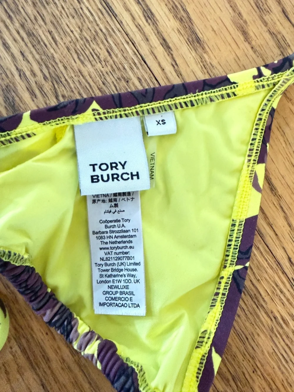Tory Burch Yellow and Brown Bikini Top (Size XS)